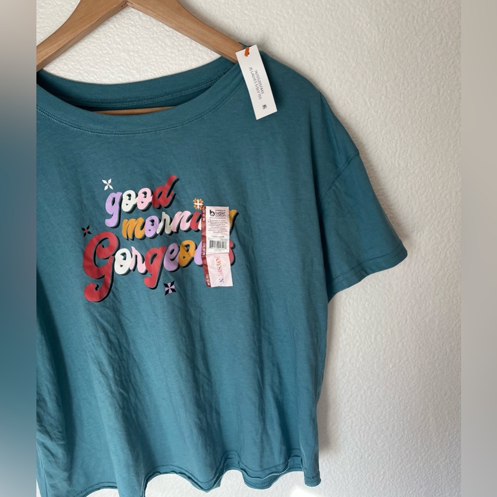 Joyspun Good Morning Gorgeous Oversized Cropped Lounge Tee M - Picture 3 of 8